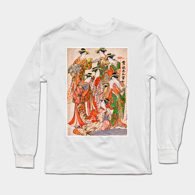 Seven Wise Women of the Pleasure Quarters, Katsukawa Shunsho 1780s Long Sleeve T-Shirt by rocketshipretro